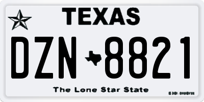 TX license plate DZN8821