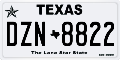 TX license plate DZN8822