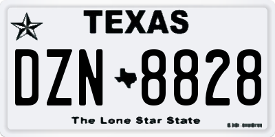 TX license plate DZN8828