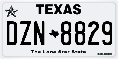 TX license plate DZN8829