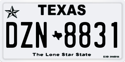 TX license plate DZN8831