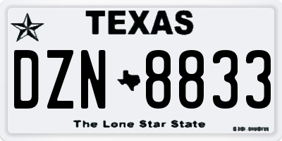 TX license plate DZN8833