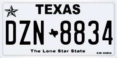 TX license plate DZN8834