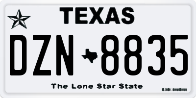 TX license plate DZN8835