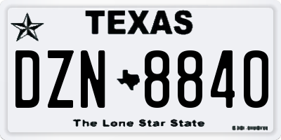 TX license plate DZN8840