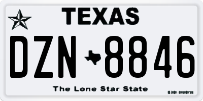 TX license plate DZN8846