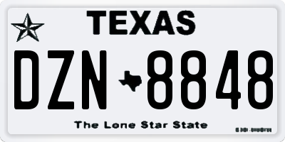 TX license plate DZN8848