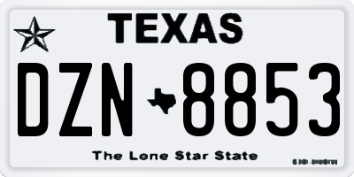TX license plate DZN8853