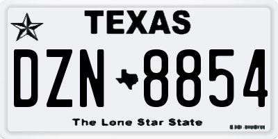 TX license plate DZN8854