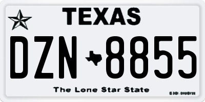 TX license plate DZN8855