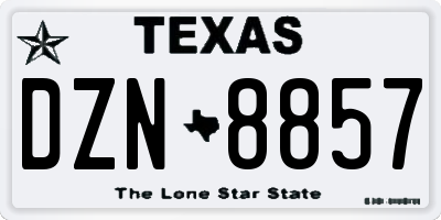 TX license plate DZN8857