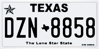 TX license plate DZN8858