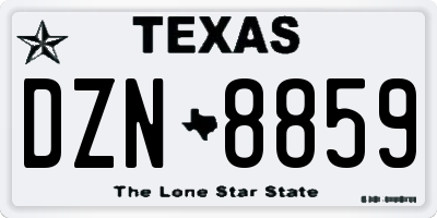 TX license plate DZN8859