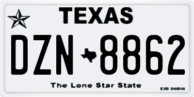 TX license plate DZN8862