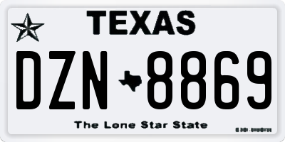 TX license plate DZN8869