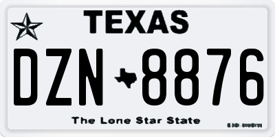 TX license plate DZN8876