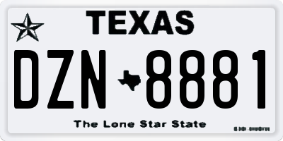 TX license plate DZN8881