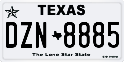 TX license plate DZN8885