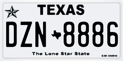 TX license plate DZN8886
