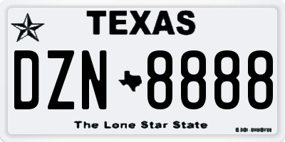 TX license plate DZN8888