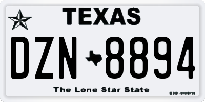TX license plate DZN8894