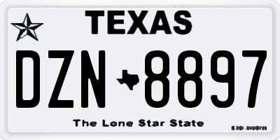 TX license plate DZN8897