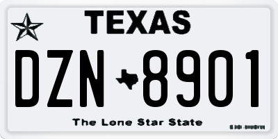 TX license plate DZN8901