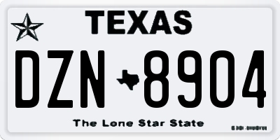 TX license plate DZN8904