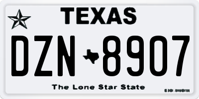 TX license plate DZN8907