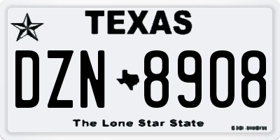 TX license plate DZN8908