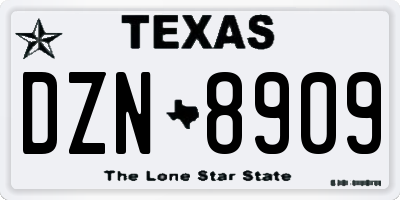 TX license plate DZN8909