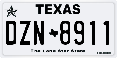 TX license plate DZN8911