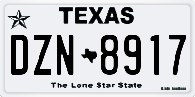 TX license plate DZN8917
