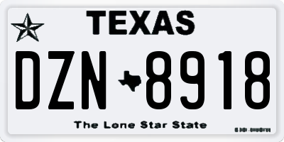 TX license plate DZN8918