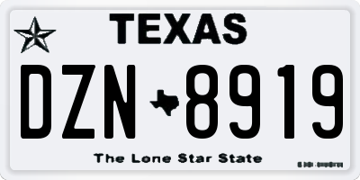TX license plate DZN8919