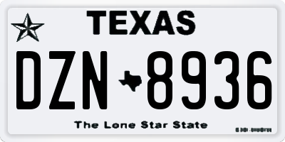 TX license plate DZN8936