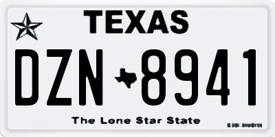 TX license plate DZN8941