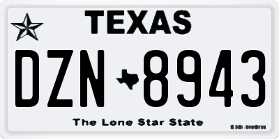TX license plate DZN8943