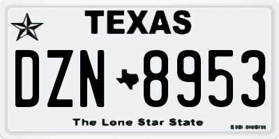 TX license plate DZN8953