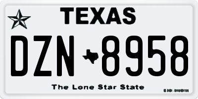 TX license plate DZN8958