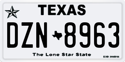 TX license plate DZN8963