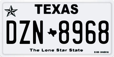 TX license plate DZN8968
