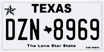 TX license plate DZN8969
