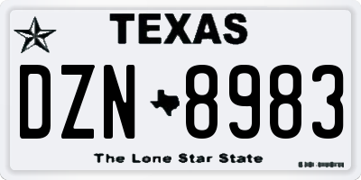 TX license plate DZN8983