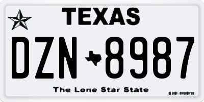 TX license plate DZN8987