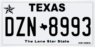 TX license plate DZN8993
