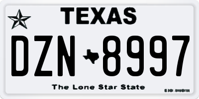 TX license plate DZN8997