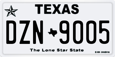 TX license plate DZN9005