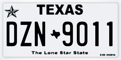 TX license plate DZN9011