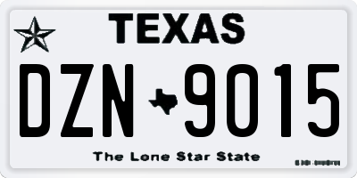 TX license plate DZN9015